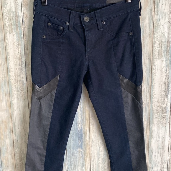 Rag & Bone Womens Jeans | Grey Navy Tuxedo Striped Skinny Size 24 - Picture 9 of 13